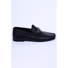 Pierre Cardin 25104 Loafer Deri Önü Tokalı Desenli Siyah Günlük Erkek Ayakkabı