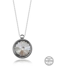 Serra Jewels Swarovski Crystal Taşlı Çerçeveli Gümüş Kadın Kolye