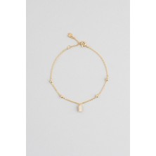 So CHIC Dorika Stil 18 Ayar Sarı Altın Kaplama 18 Cm Gümüş Minimal Bileklik