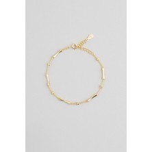 So CHIC Minimal Tasarım 18 Ayar Sarı Altın Kaplama 19 Cm Gümüş Minimal Bileklik