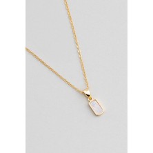 So CHIC Sedef Taşlı 18 Ayar Sarı Altın Kaplama 43 Cm Gümüş Minimal Kolye