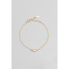 So CHIC Sedef Taşlı 18 Ayar Sarı Altın Kaplama 19 Cm Gümüş Minimal Bileklik