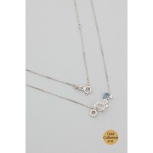 So CHIC Renkli Taşlı 14 Ayar 45 Cm Beyaz Altın Kolye