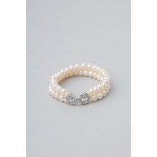 So CHIC Lotus İncisi 18 Ayar Beyaz Altın Kaplama 18 Cm Gümüş Bileklik