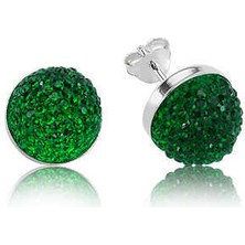 Serra Jewels Gümüş Yeşil Kristal Çivili Küpe
