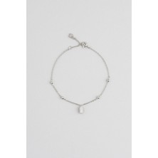 So CHIC Dorika Stil 18 Ayar Beyaz Altın Kaplama 18 Cm Gümüş Minimal Bileklik