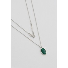 So CHIC Green Malahit 18 Ayar Sarı Altın Kaplama 43 Cm Gümüş Minimal Kolye