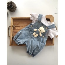 Bilge Trend Oyuncaklı Bebek Kot Salopet Tişört Takım Denim Slopet T-Shirt Takım