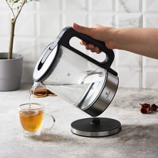 Karaca Paslanmaz Çelik Taban 5 Kademeli , Geniş Hazneli LED Işıklı Cam Su Isıtıcısı & Kettle 2200W