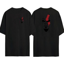 The Wert  God Of War Savaş Tanrısı Ön Arka Baskılı Sıyah Oversize T-Shirt