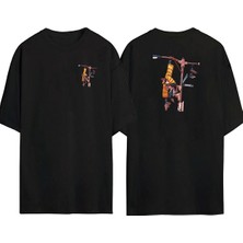 The Wert  Kıng Now Here Monkey Ön Arka Baskılı Sıyah Oversize T-Shirt