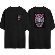 The Wert  Back In Time Ön Arka Baskılı Sıyah Oversize T-Shirt