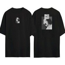 The Wert  Kapalı Volume Ön Arka Baskılı Sıyah Oversize T-Shirt