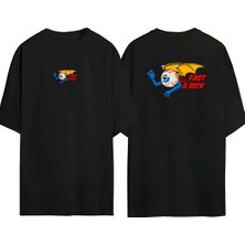 The Wert  Fast ve Sıck Eye Ön Arka Baskılı Sıyah Oversize T-Shirt