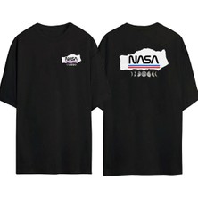 The Wert  Nasa Ön Arka Baskılı Sıyah Oversize T-Shirt