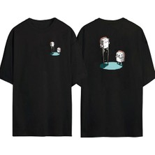 The Wert  Marshmallow Diş Fırçası Ön Arka Baskılı Sıyah Oversize T-Shirt
