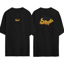 The Wert  Stay Strong Ön Arka Baskılı Sıyah Oversize T-Shirt