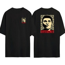 The Wert  Muhammed Ali Ön Arka Baskılı Sıyah Oversize T-Shirt