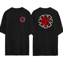 The Wert  Red Hot Chili Peppers Ön Arka Baskılı Sıyah Oversize T-Shirt