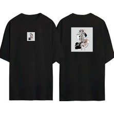 The Wert  Fotografçı Ön Arka Baskılı Sıyah Oversize T-Shirt