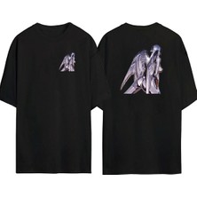 The Wert  Çelik Melek Ön Arka Baskılı Sıyah Oversize T-Shirt