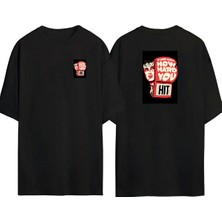 The Wert  Rocky Balboa Hıt Ön Arka Baskılı Sıyah Oversize T-Shirt