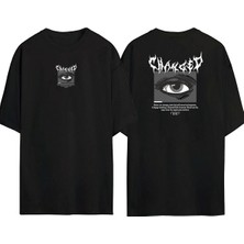 The Wert  Changed Eye Ön Arka Baskılı Sıyah Oversize T-Shirt
