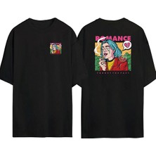 The Wert  Romance For Get The Past Ön Arka Baskılı Sıyah Oversize T-Shirt