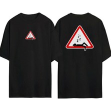 The Wert  Uyku Tabelası Ön Arka Baskılı Sıyah Oversize T-Shirt