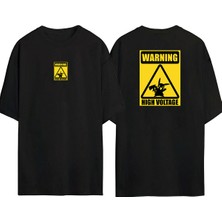 The Wert  Spreadshirt Sticker Voltage Clothing Ön Arka Baskılı Sıyah Oversize T-Shirt