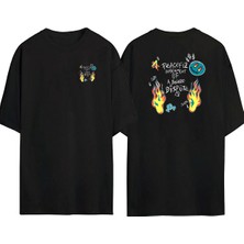The Wert  Peacefül Settlement Ön Arka Baskılı Sıyah Oversize T-Shirt
