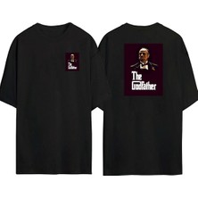 The Wert  The Godfater Gül Ön Arka Baskılı Sıyah Oversize T-Shirt