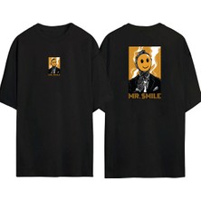 The Wert  Mr.smile Ön Arka Baskılı Sıyah Oversize T-Shirt
