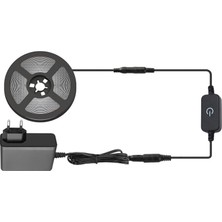 Amber LED 12V Yüksek Parlaklık 4040 Şerit LED Tak Çalıştır Hazır Set, 2 Metre Günışığı, Dokunmatik Aç-Kapa Dim edilebilir Anahtar ve Adaptör Dahil, Gizli Aydınlatma, Mutfak, Tezgah, Dolap İçi ve Ayna İçin