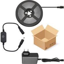 Amber LED 12V Yüksek Parlaklık 4040 Şerit LED Tak Çalıştır Hazır Set, 3 Metre Günışığı, Dokunmatik Aç-Kapa Dim edilebilir Anahtar ve Adaptör Dahil, Gizli Aydınlatma, Mutfak, Tezgah, Dolap İçi ve Ayna İçin