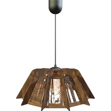 Woodhub 1 Ahşap Otantik Avize Dekoratif Sarkıt (Ceviz) Rustik Ahşap Beyaz