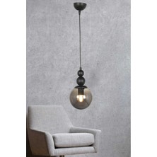 Woodhub 17 Billur Tekli Siyah Sarkıt Modern Avize (Füme Camlı) E27 Antre / Hol 81-90 cm Siyah 1 Modern Meta