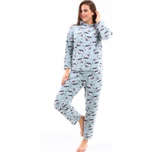 Dione Kutup Ayısı Temalı Yumuşak Polar Kadın Pijama Takımı