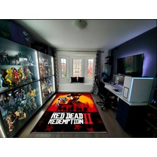 Get Carpet Yıkanabilir Kaymaz Taban Nostaljikrockstar Games Red Dead Redemption Desenli Çocuk Genç Odası Oyuncu Halısı