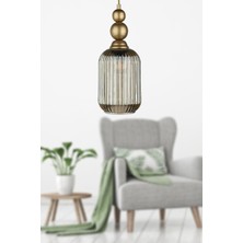 Woodhub Gri Vamos Tekli Avize Eskitme Füme Cam Modern E27 Metal 1 Tek Ebat 61-70 cm