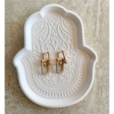 Nilotus Zirkon Taşlı Tiffany Küpe Gold Çelik Küpe