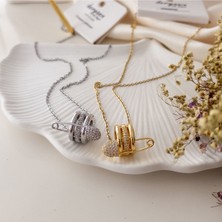 Nilotus Vip Seri Zirkon Taşlı Çengel Kolye (Garantili Ürün) Çelik