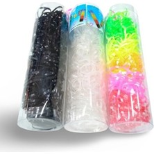 Mazen 3 Adet Tüp Lastik Toka Siyah-Şeffaf-Renkli Perma Tokası