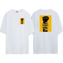 The Wert Unisex Black Lıves Matter Ön Arka Baskılı Beyaz Oversize T-Shirt