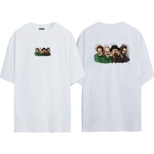 The Wert Unisex Aaron Paul Bryan Bad Ön Arka Baskılı Beyaz Oversize T-Shirt