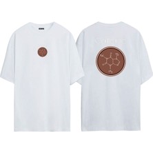 The Wert Unisex Caffeine ,H3C ,ch3 Ön Arka Baskılı Beyaz Oversize T-Shirt