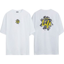 The Wert Unisex In Your Life Ön Arka Baskılı Beyaz Oversize T-Shirt