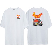 The Wert Unisex Dune Party Ön Arka Baskılı Beyaz Oversize T-Shirt