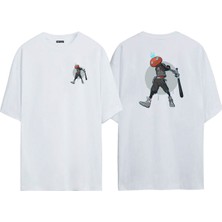 The Wert Unisex Gangster Pumpkin Ön Arka Baskılı Beyaz Oversize T-Shirt