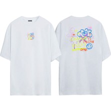 The Wert Unisex Change The Rules Ön Arka Baskılı Beyaz Oversize T-Shirt